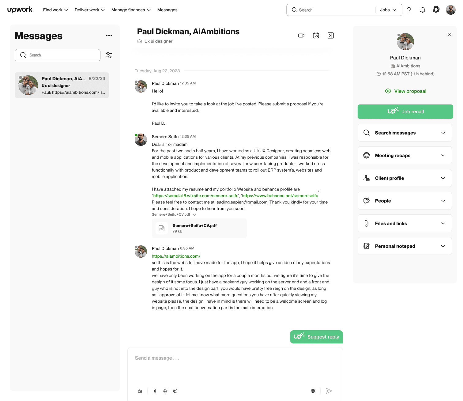 UPXL original bid and proposal context panel